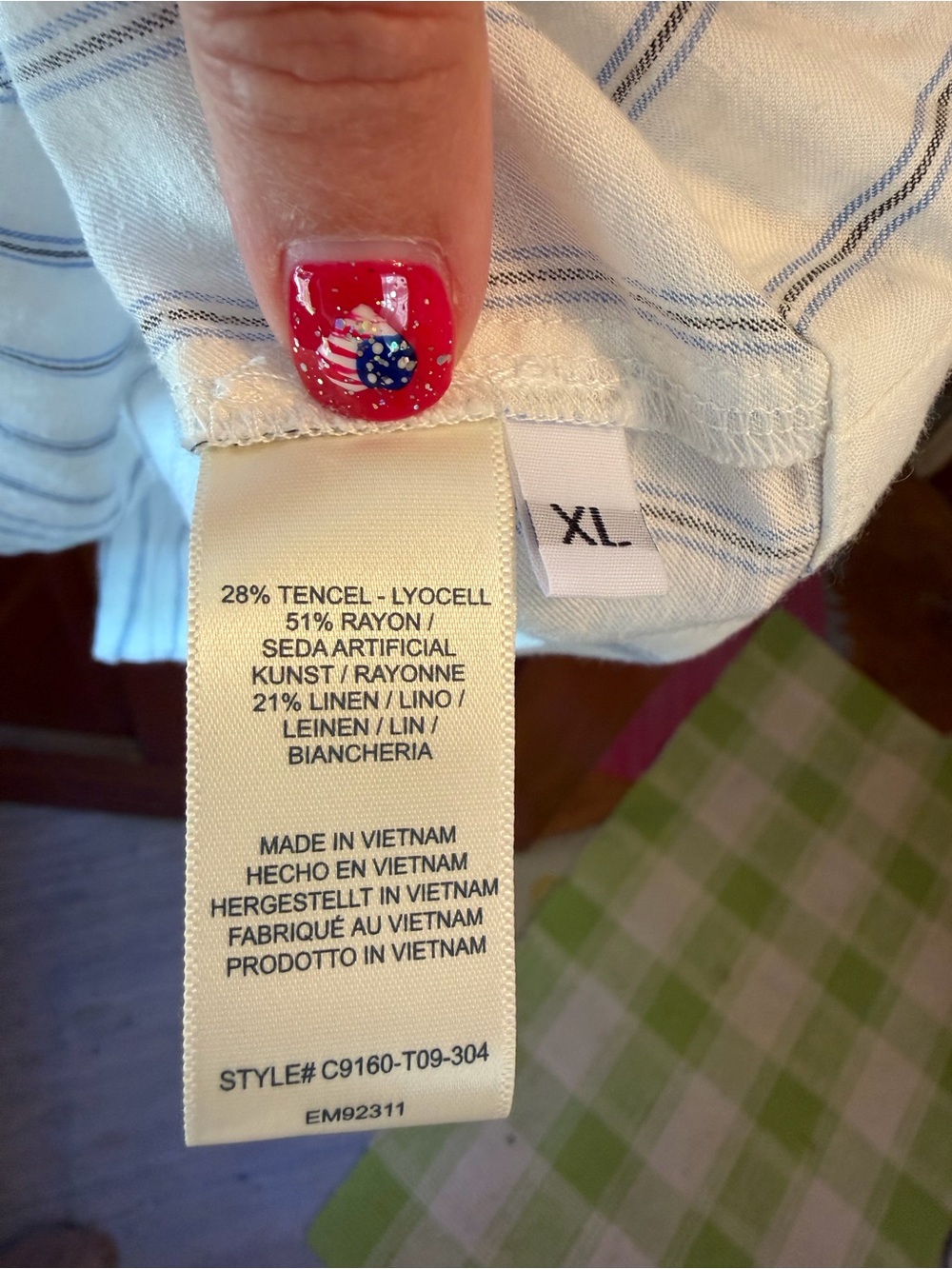 Cloth & Stone; Anthropolgie White and Blue Striped relaxed Cotton Boxy Top XL - Picture 7 of 13